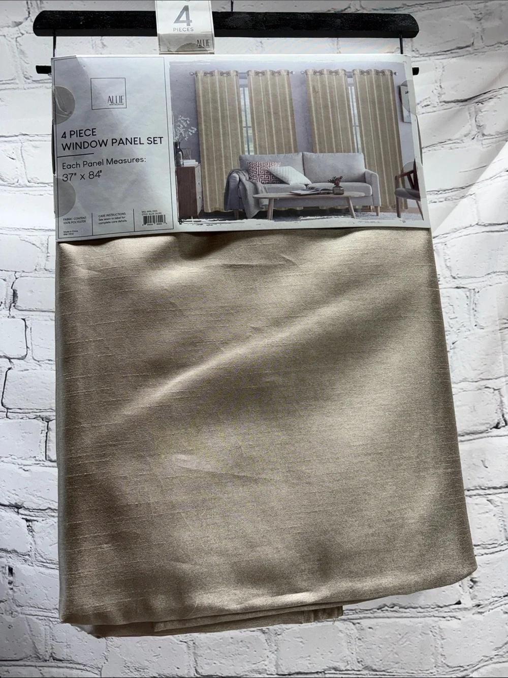 4-Piece Window Panel Set in Beige